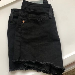 Black denim shorts